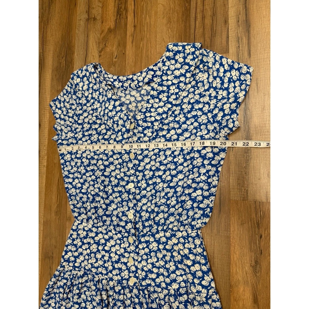 Vintage Maggy London‎ by Jeannene Booher Blue Floral Midi Dress Size 14 - Picture 7 of 7